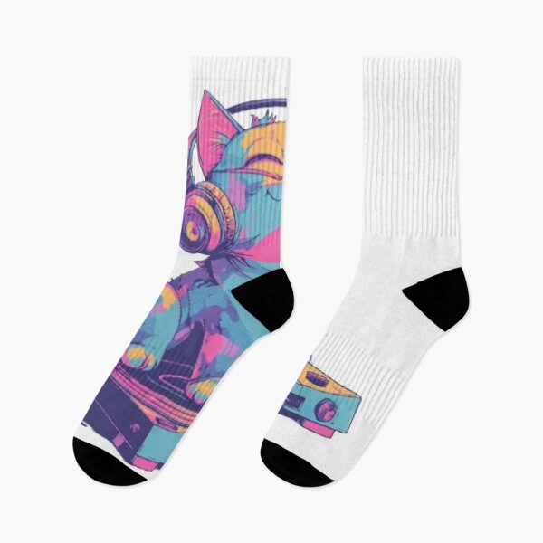 Item preview, Neon DJ Cat – Retro Music Vibes designed and sold by AlexLineArt.