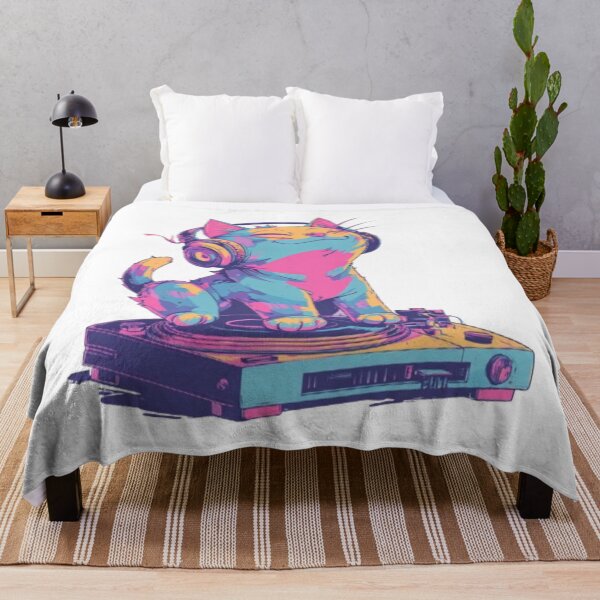 Item preview, Neon DJ Cat – Retro Music Vibes designed and sold by AlexLineArt.
