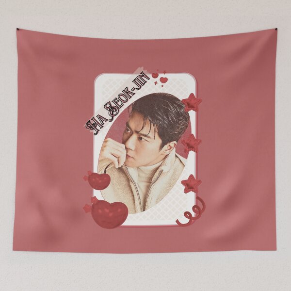 Item preview, Ha Seok-jin (하석진) Korean Actor Card Red Aesthetic Collage Design designed and sold by AJUNICE STUDIO.