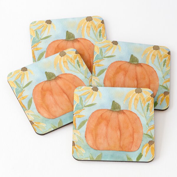 Item preview, Autumn Pumpkin Watercolor with Sunflowers designed and sold by Rachel Clark Fluid Arts.