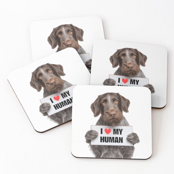 Item preview, Cute German Wirehaired Pointer dog with Signboard I love my Human  designed and sold by LazyOwlStore.