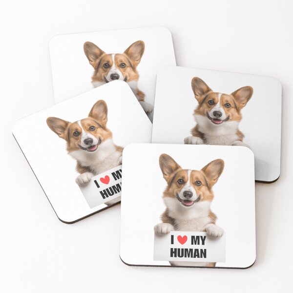 Artikelvorschau, Süßer Cardigan Welsh Corgi Hund mit Schild „Ich liebe meinen Menschen“ entworfen und verkauft von LazyOwlStore.