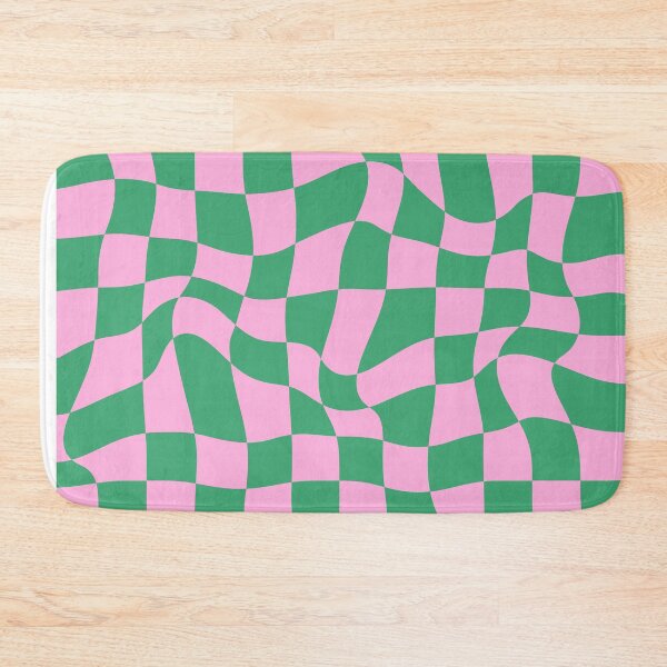 Item preview, Distorted Geometric Green and Pink Checkerboard Grid designed and sold by OneThreeSix.