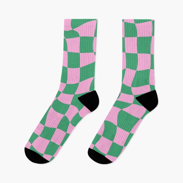 Item preview, Distorted Geometric Green and Pink Checkerboard Grid designed and sold by OneThreeSix.