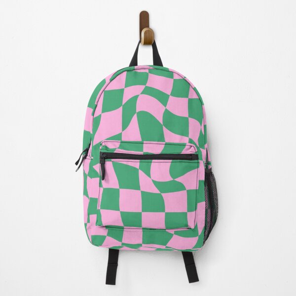 Item preview, Distorted Geometric Green and Pink Checkerboard Grid designed and sold by OneThreeSix.