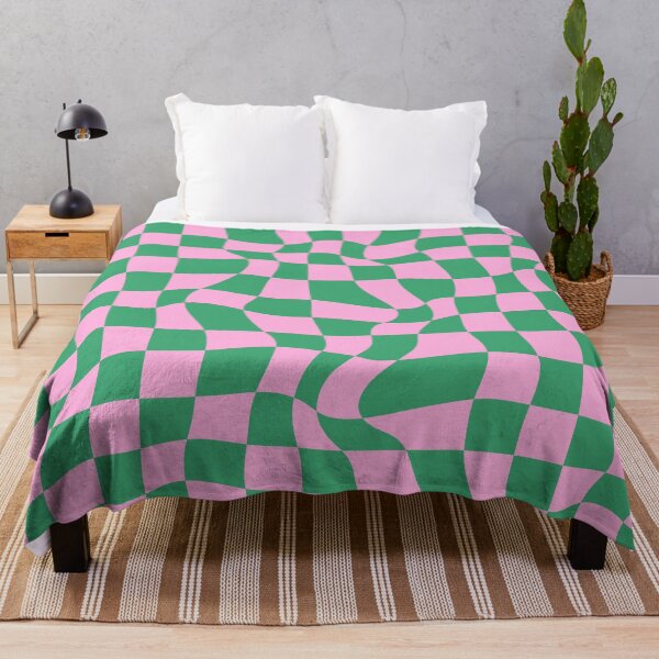 Item preview, Distorted Geometric Green and Pink Checkerboard Grid designed and sold by OneThreeSix.