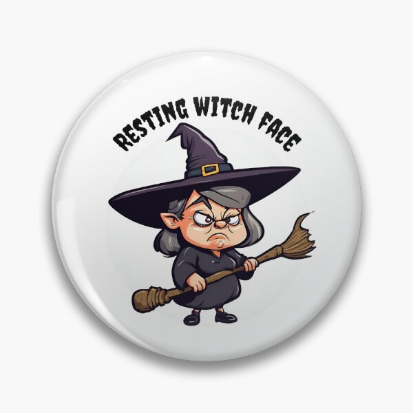 Item preview, Resting Witch Face - Halloween Witch With Broomstick designed and sold by SunSamsStyle.