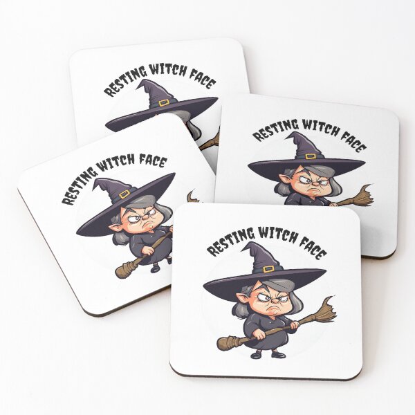 Item preview, Resting Witch Face - Halloween Witch With Broomstick designed and sold by SunSamsStyle.