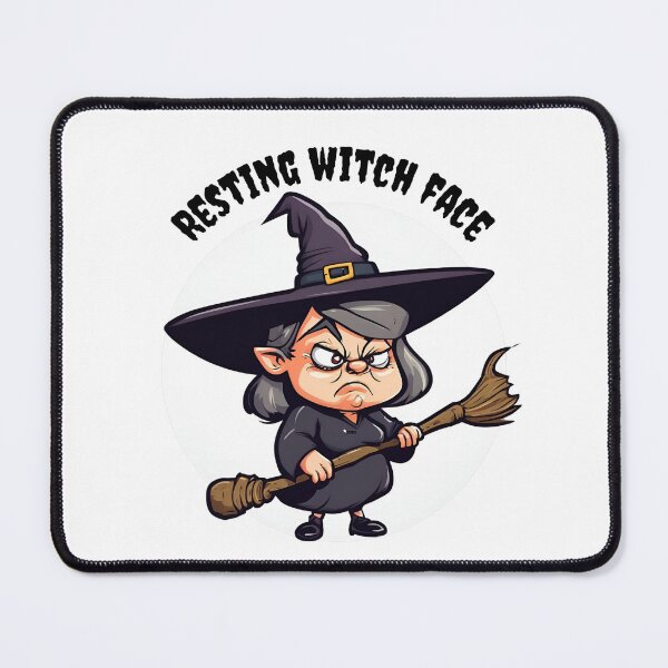 Item preview, Resting Witch Face - Halloween Witch With Broomstick designed and sold by SunSamsStyle.