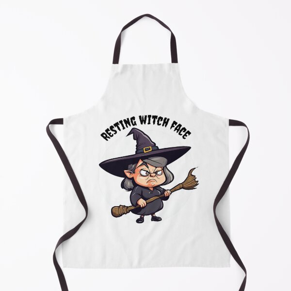 Item preview, Resting Witch Face - Halloween Witch With Broomstick designed and sold by SunSamsStyle.