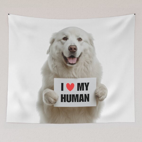 Item preview, Cute Great Pyrenees dog with Signboard I love my Human  designed and sold by LazyOwlStore.