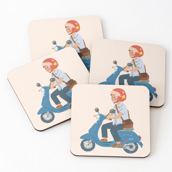 Item preview, Vietnamese Schoolboy with Helmet on Scooter designed and sold by RosalinesEyes.