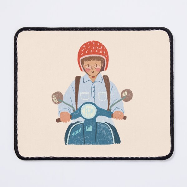 Item preview, Schoolboy with Watermelon Helmet on Scooter designed and sold by RosalinesEyes.