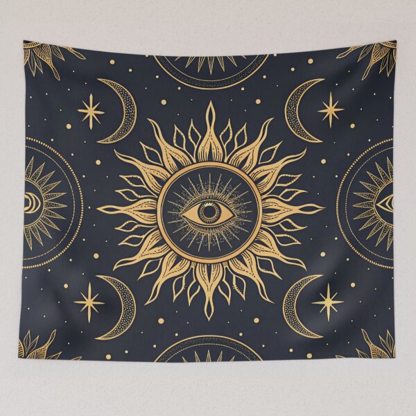Item preview, Sun & moon with eyes  & protection symbols. designed and sold by Lucky 777.