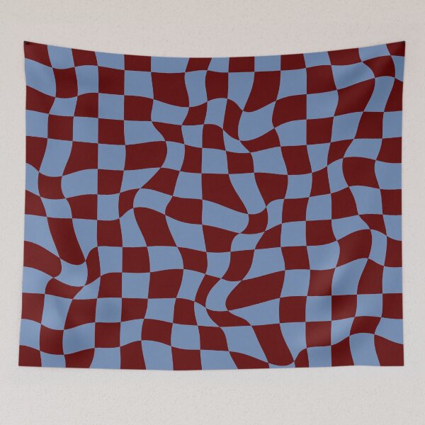 Item preview, Distorted Groovy Geometric Dark Red and Blue Checkerboard Grid designed and sold by OneThreeSix.