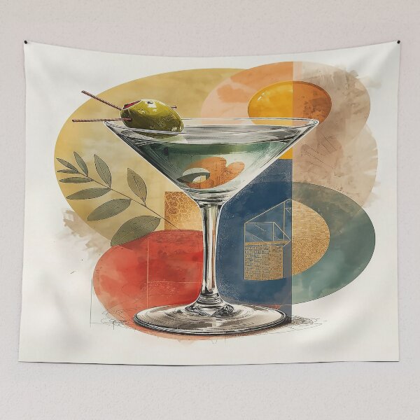Item preview, Martini Time – Retro Cocktail Poster with Bauhaus Geometry designed and sold by MarvinStudios.