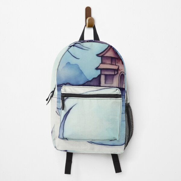 Item preview, A serene house on stilts surrounded by tranquil waters and a night sky with a crescent moon and distant trees designed and sold by anytka.