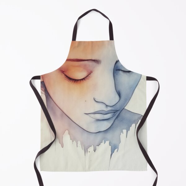 Item preview, Artistic watercolor portrait of a serene young woman with closed eyes reflecting calm emotions and soft color transitions designed and sold by anytka.