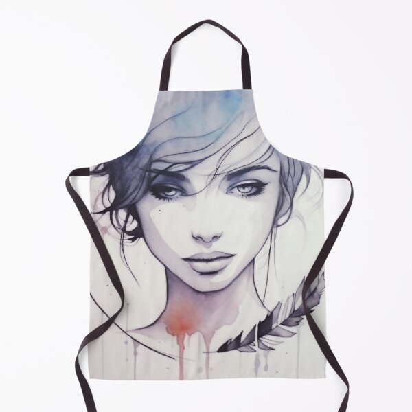 Item preview, Artistic watercolor portrait of a young woman with a feather and colorful splashes, showcasing modern creative techniques designed and sold by anytka.