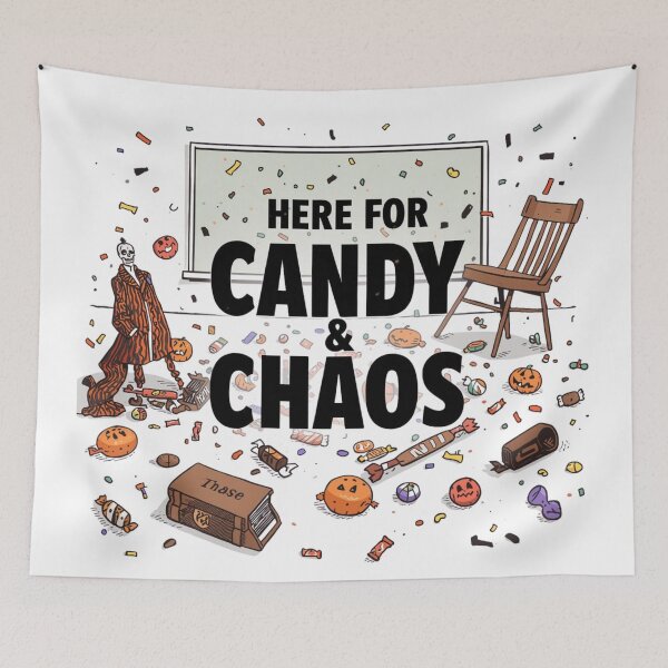 Item preview, Here for Candy and Chaos – Funny Spooky Classroom Design designed and sold by jelonkaa.