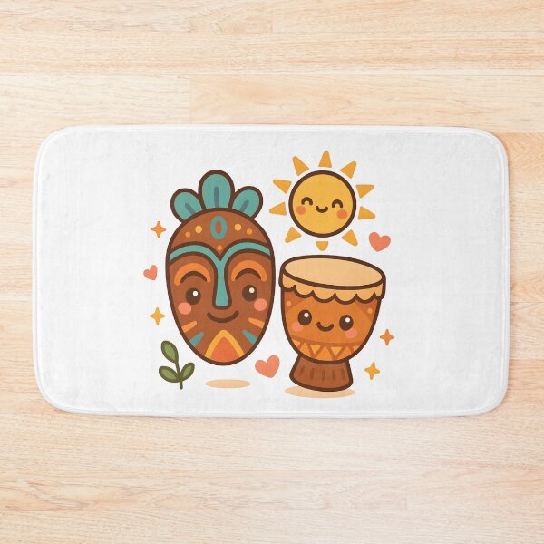 Item preview, Kawaii African Mask and Drum | Cute Afrocentric Music Art designed and sold by OsasChild.