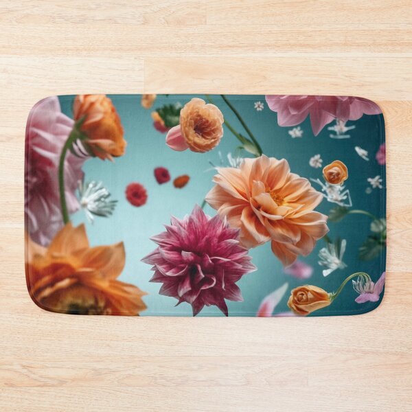 Item preview, Beautiful spring flowers flying in the air, against teal background. Creative spring floral layout. Minimal birthday, valentines or wedding concept designed and sold by anytka.