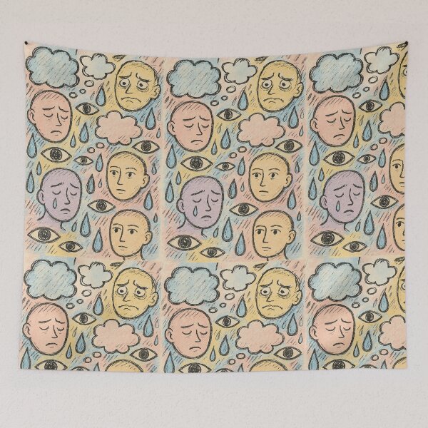 Item preview, Emotional Faces Under Rain Clouds designed and sold by weirdfishes123.
