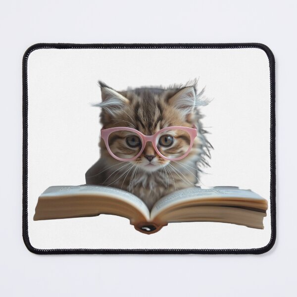 Item preview, Smart Kitten with Pink Glasses and Book designed and sold by Stick To Me Studio.