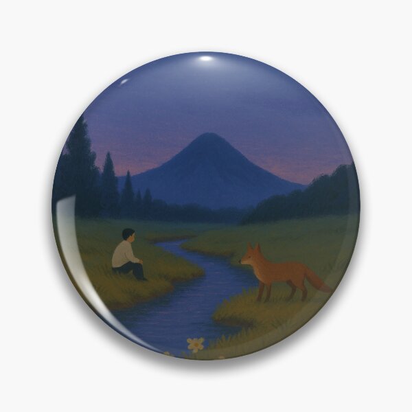 Item preview, Peaceful nature illustration with mountain, river and fox designed and sold by sammer-studio.