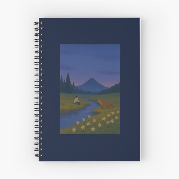 Item preview, Peaceful nature illustration with mountain, river and fox designed and sold by sammer-studio.