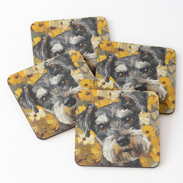 Item preview, Floral Schnauzer Portrait – Modern Dog Art designed and sold by Drakane Creations.