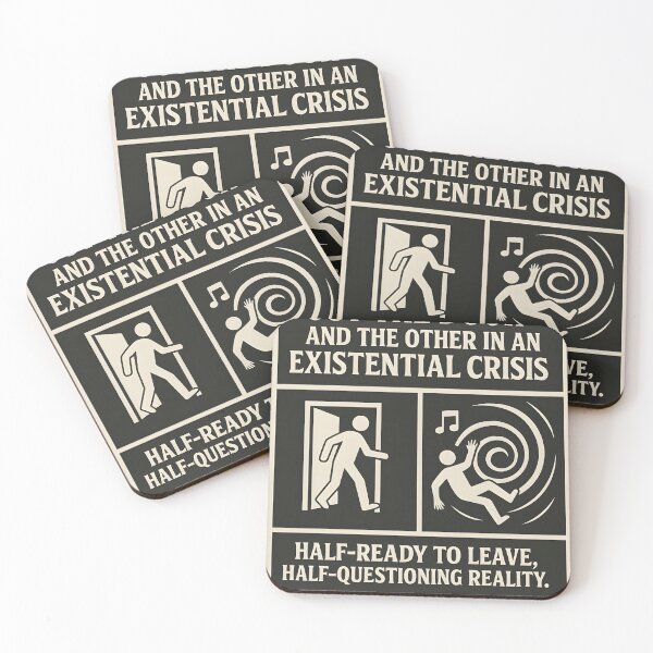 Item preview, One Foot Out the Door Existential Crisis Void Split Panel Meme designed and sold by VoidBloom Studio.