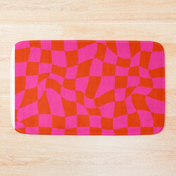Item preview, Distorted Groovy Geometric Orange and Hot Pink Checkerboard Grid designed and sold by OneThreeSix.