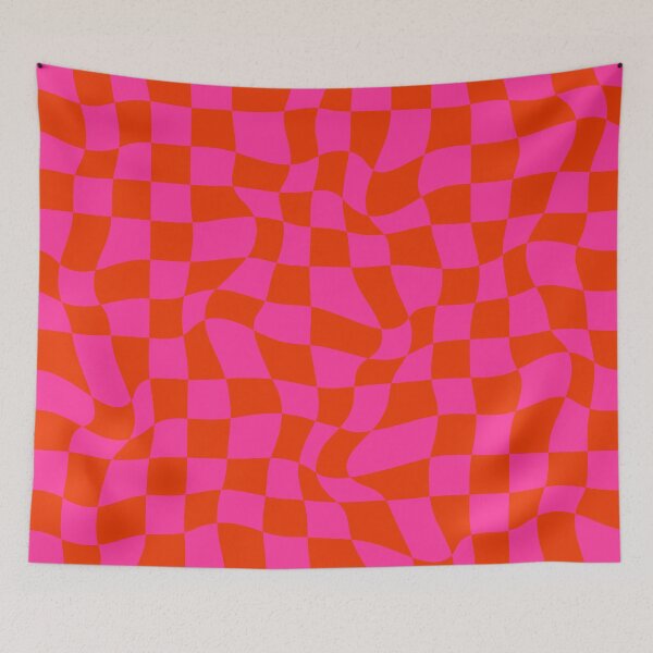 Item preview, Distorted Groovy Geometric Orange and Hot Pink Checkerboard Grid designed and sold by OneThreeSix.