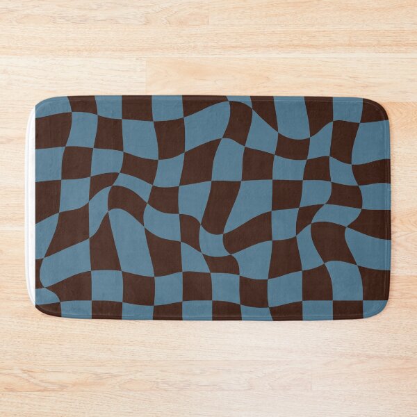 Item preview, Distorted Groovy Geometric Brown and Blue Checkerboard Grid designed and sold by OneThreeSix.