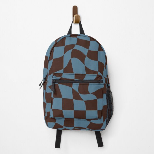 Item preview, Distorted Groovy Geometric Brown and Blue Checkerboard Grid designed and sold by OneThreeSix.