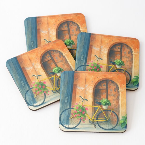 Item preview, Yellow Bicycle – Bitola Old Bazaar Wall Poster designed and sold by LalaMyArt.
