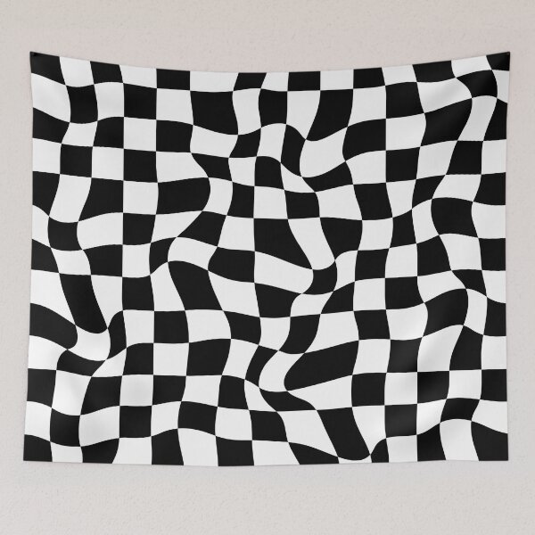 Item preview, Distorted Groovy Geometric Black and White Checkerboard Grid designed and sold by OneThreeSix.