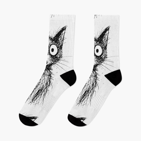 Item preview, Funny Cat Sketch – Surprised Cartoon Style Black and White Drawing designed and sold by Pixel-Up.
