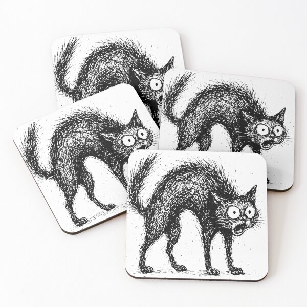 Item preview, Scared Cat Sketch – Funny Cartoon Style Black and White Drawing designed and sold by Pixel-Up.