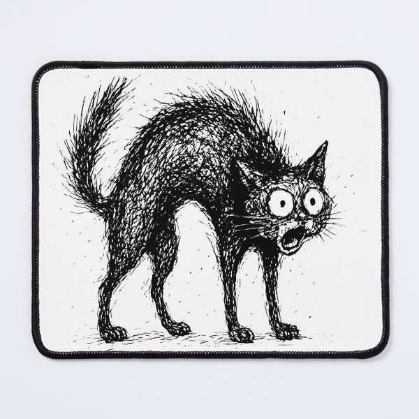 Item preview, Scared Cat Sketch – Funny Cartoon Style Black and White Drawing designed and sold by Pixel-Up.
