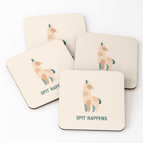 Item preview, Spit Happens – Funny Llama Pun Design designed and sold by Lucy Cooper.