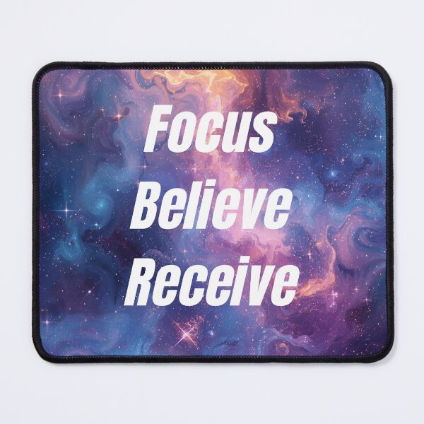 Item preview, Focus Believe Receive - Manifestation Quote, Galaxy Background, Laws of Attraction, Aesthetic Art designed and sold by MindsetStudio.