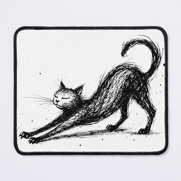 Item preview, Stretching Cat Sketch – Cute Black and White Cartoon Style Drawing designed and sold by Pixel-Up.