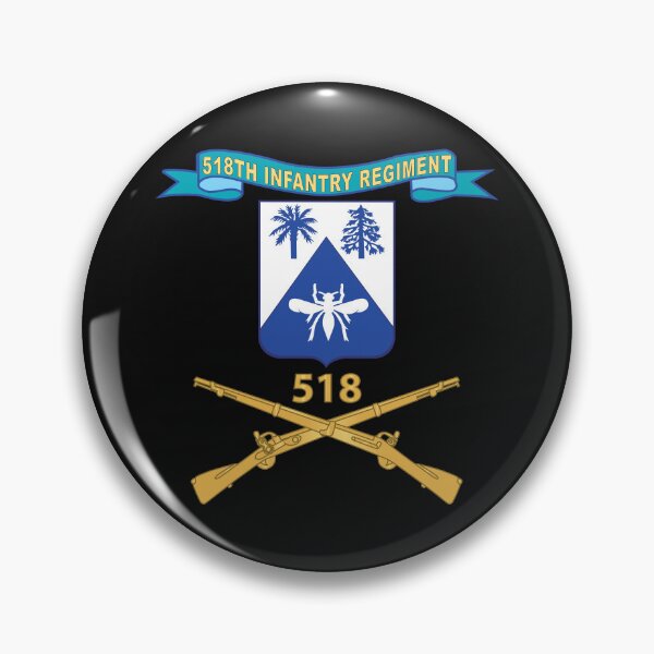 Artikelvorschau, Armee - 518. Infanterieregiment - DUI mit Nummer Br - Band X 300 entworfen und verkauft von Military Insignia Products.
