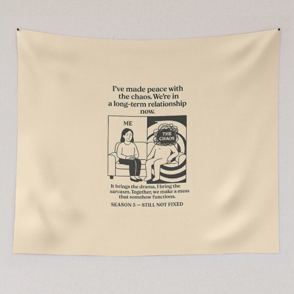 Item preview, Made Peace with the Chaos Long-Term Relationship Sitcom Meme designed and sold by VoidBloom Studio.