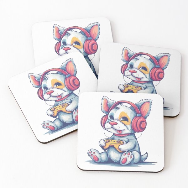 Item preview, Gamer Puppy with Headphones designed and sold by AlexLineArt.