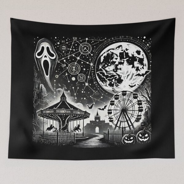Item preview, Spooky Halloween Carnival – Haunted Fairground Night Scene designed and sold by The-T-In-Retro.