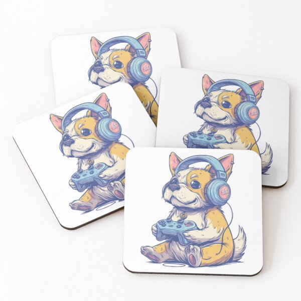 Item preview, Gamer Dog with Headphones designed and sold by AlexLineArt.