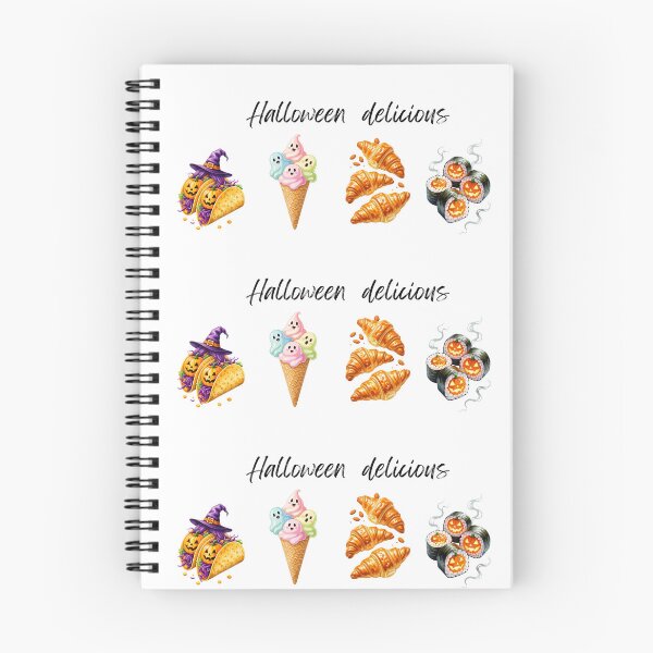 Item preview, Colorful Halloween treats featuring spooky tacos, ghost ice cream, flaky croissants, and festive sushi designed and sold by SpaceartLilu.